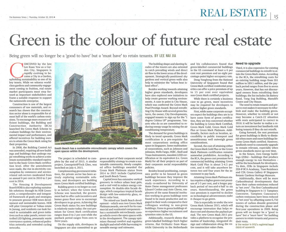 Green is the colour of future real estate